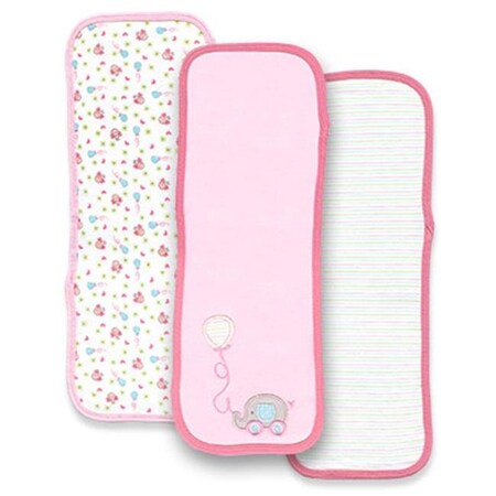 082G-3 3 Piece Girls Pink & White Burp Cloth Set44; Stripe & Birdies Print - 17.75 x 6.75 in.